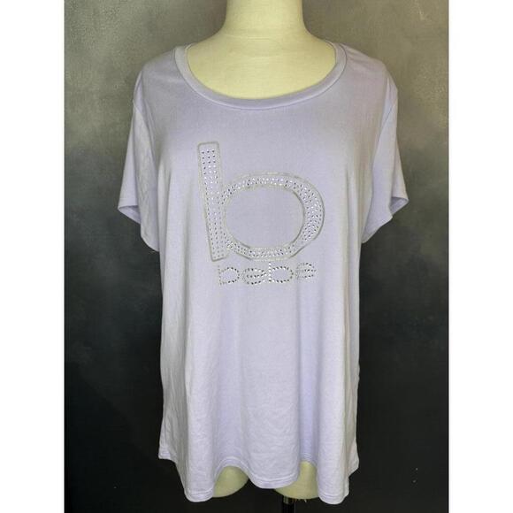 Bebe Tops - bebe Sport Women's XL Lavender Logo Tee Rhinestone Short Sleeve Top